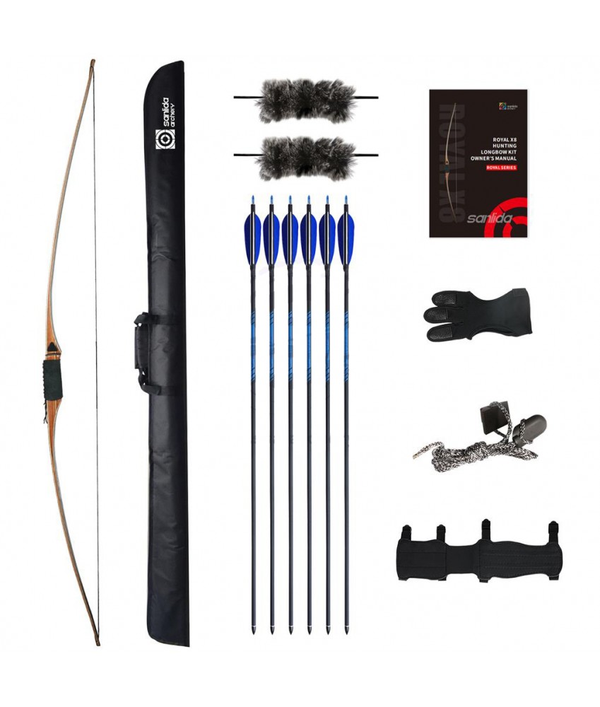 Kit arc traditionnel longbow Royal X8 Sanlida 68"